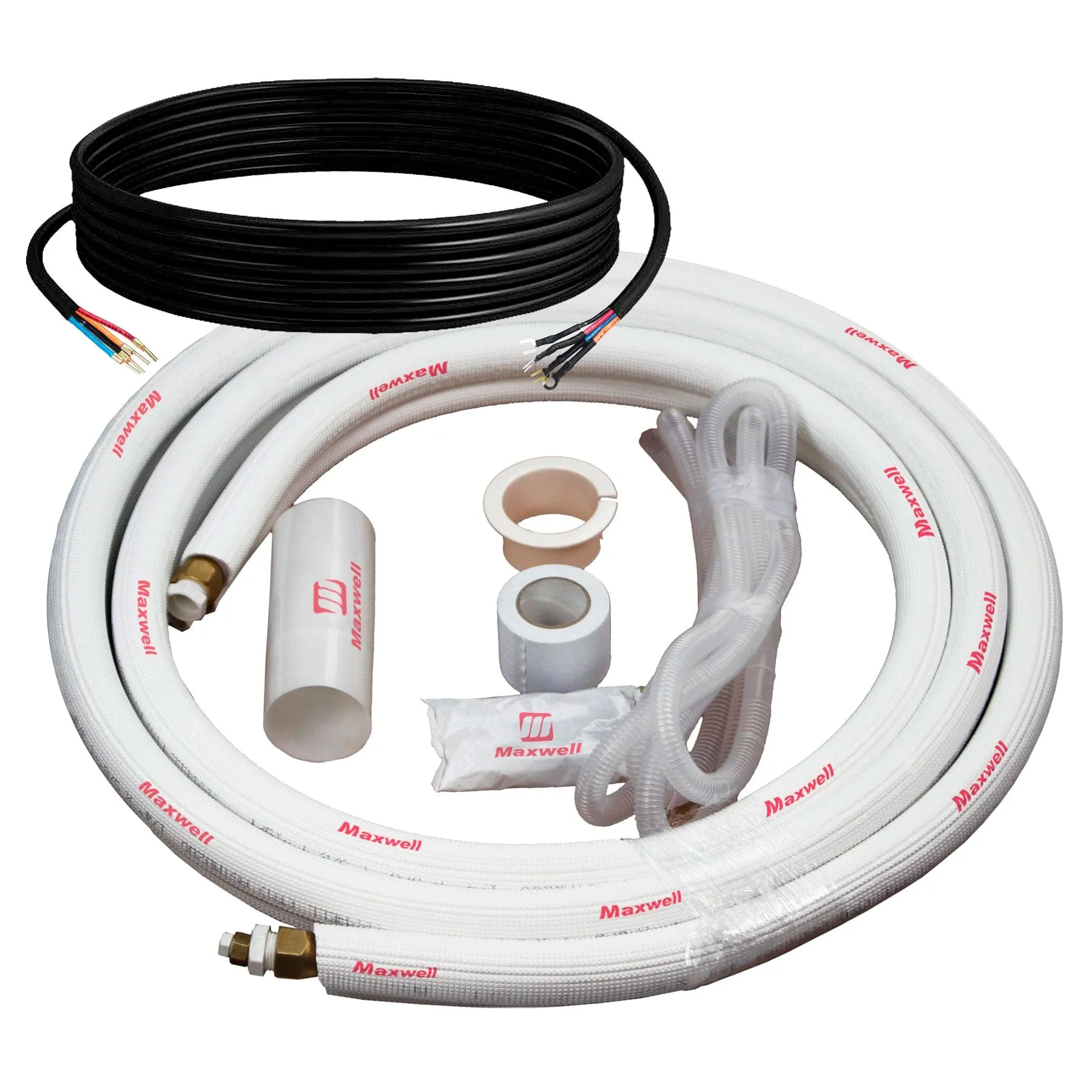 3/8" x 5/8" Mini Split Refrigerant Line Set – 50’ Length Factory Flared with Interconnecting Electrical Wires