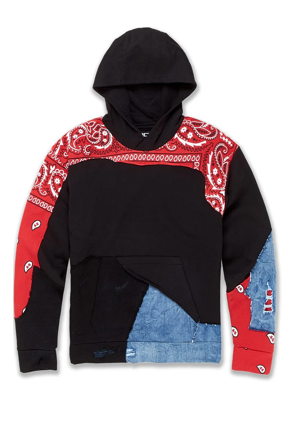 Big Men's Paisley Pullover Hoodie (Crimson)