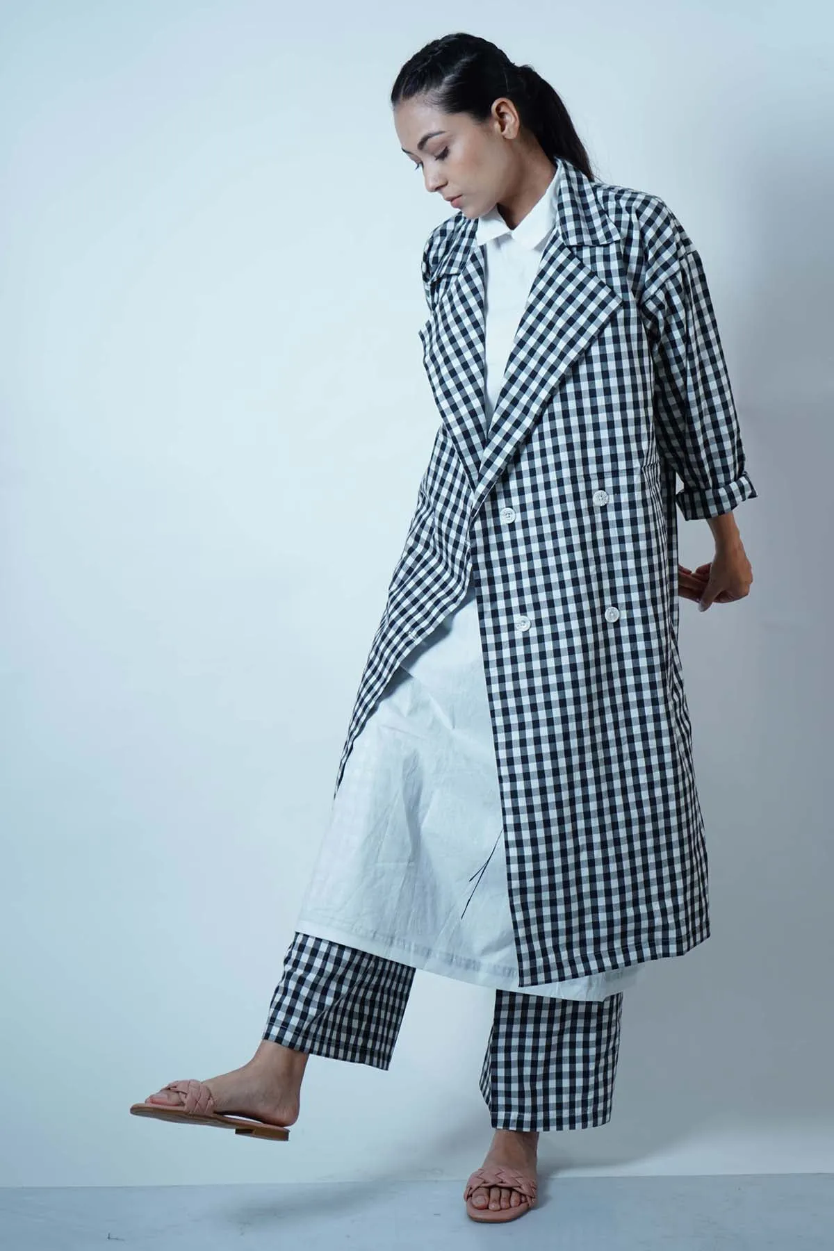 Black Checks Overlay Co-ord Set
