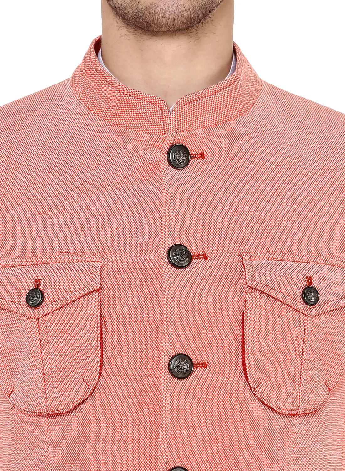Brick Red Knit Casual Jacket