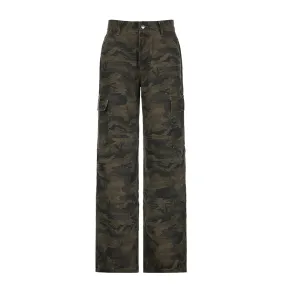Camo Cargo Wide-Leg Pants