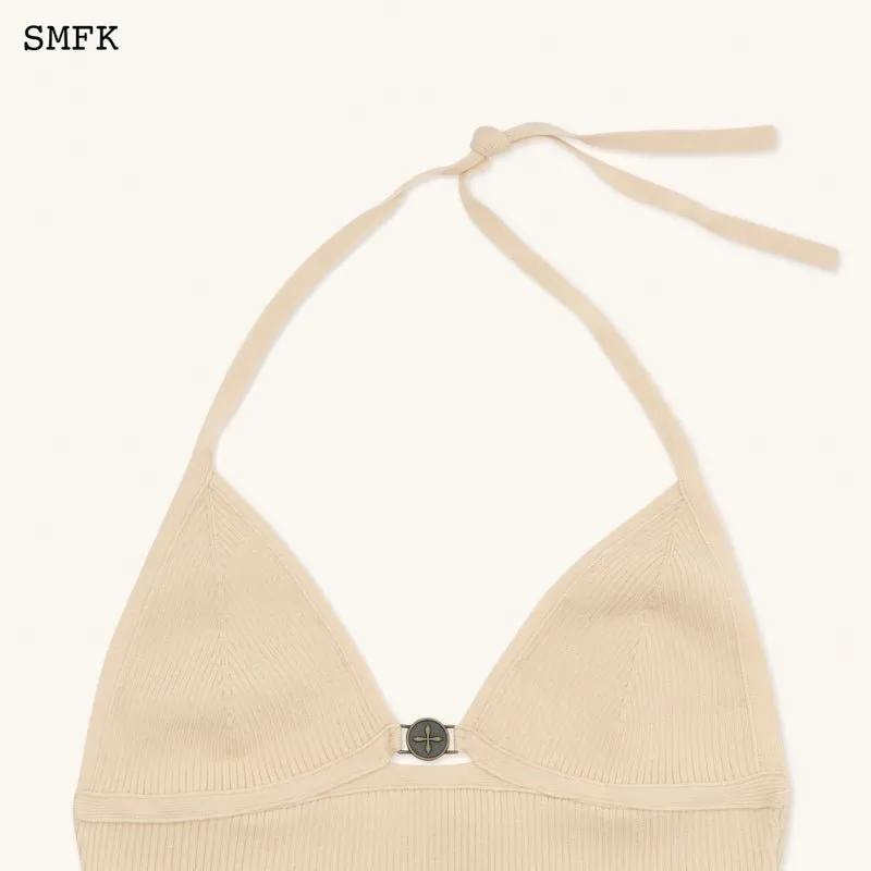 Compass Cross Knitted Halter-Neck Top Nude