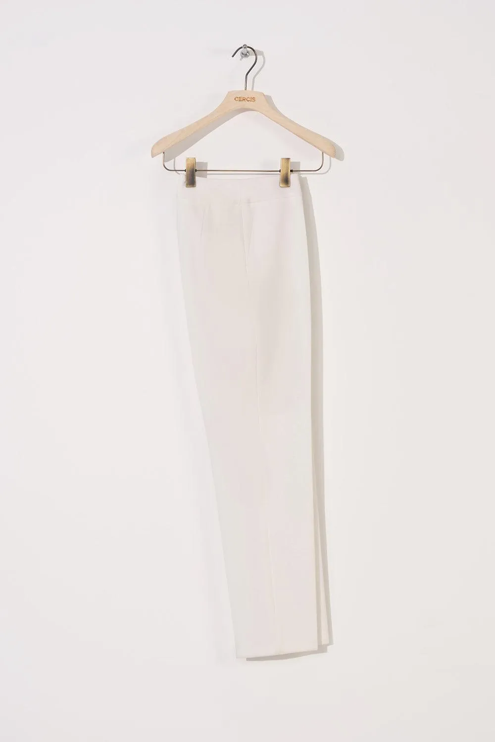 Ecru High Waist Cigarette Pants
