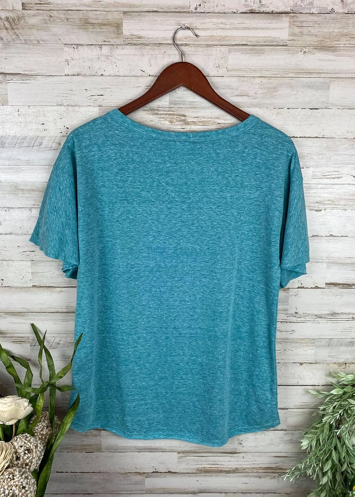 Heather Blue Flared Short Sleeve Top
