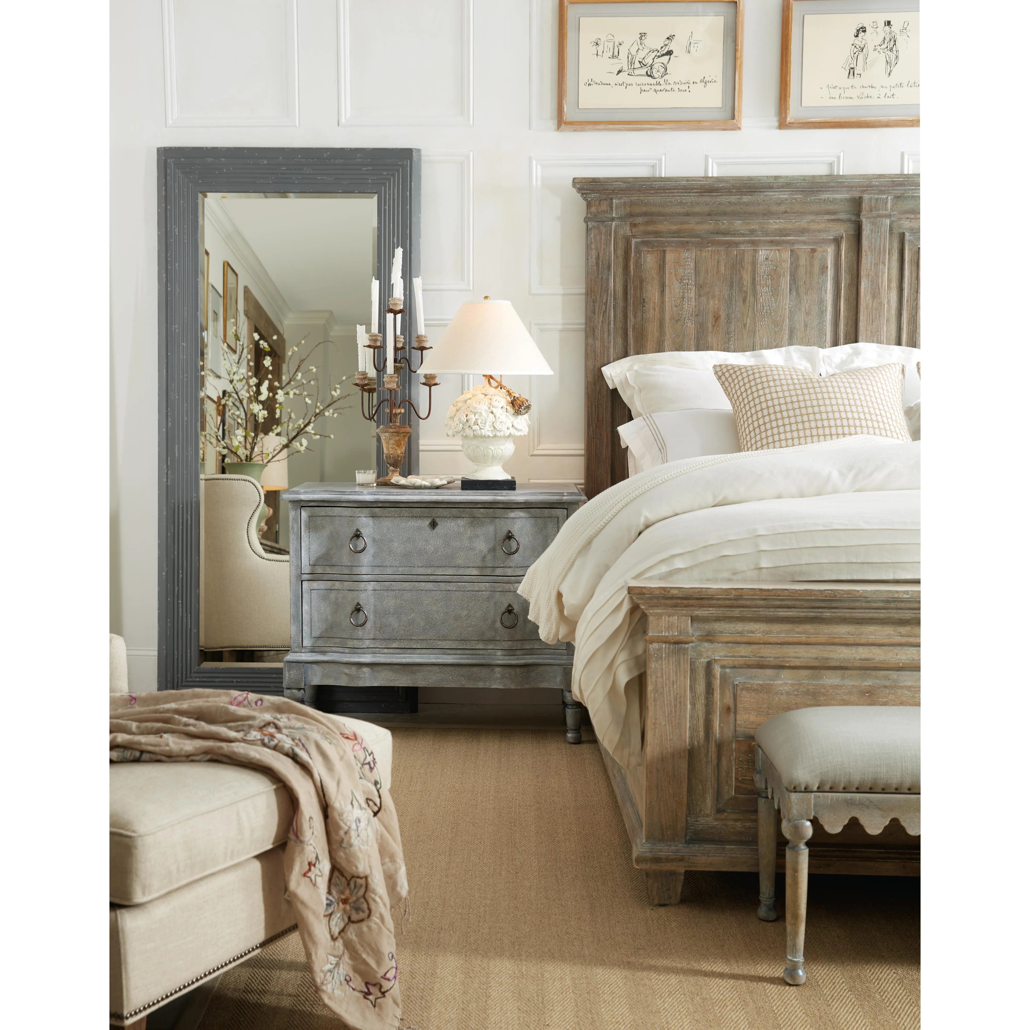 Hooker Furniture 5750-90266-MWD Boheme Laurier King Panel Bed