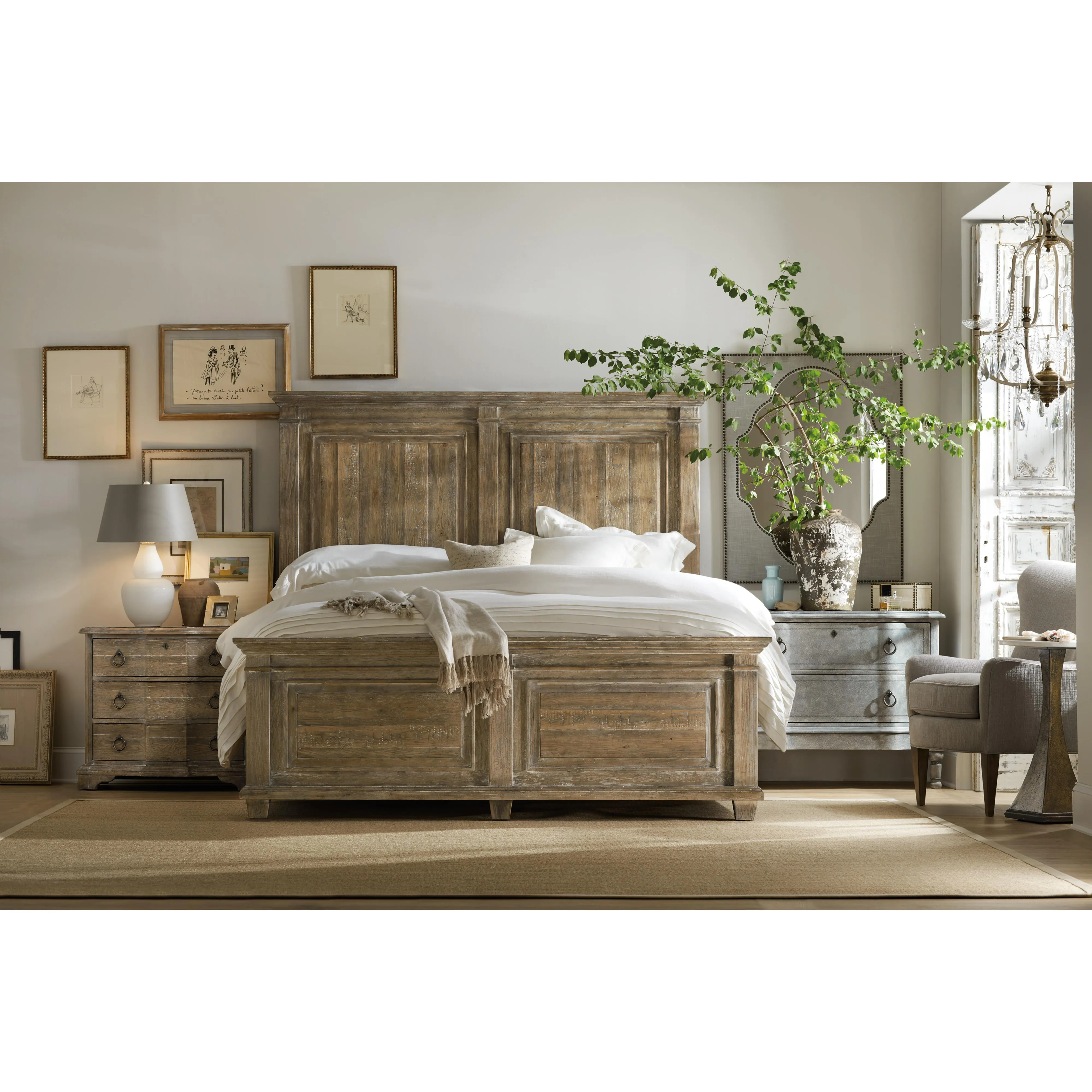 Hooker Furniture 5750-90266-MWD Boheme Laurier King Panel Bed