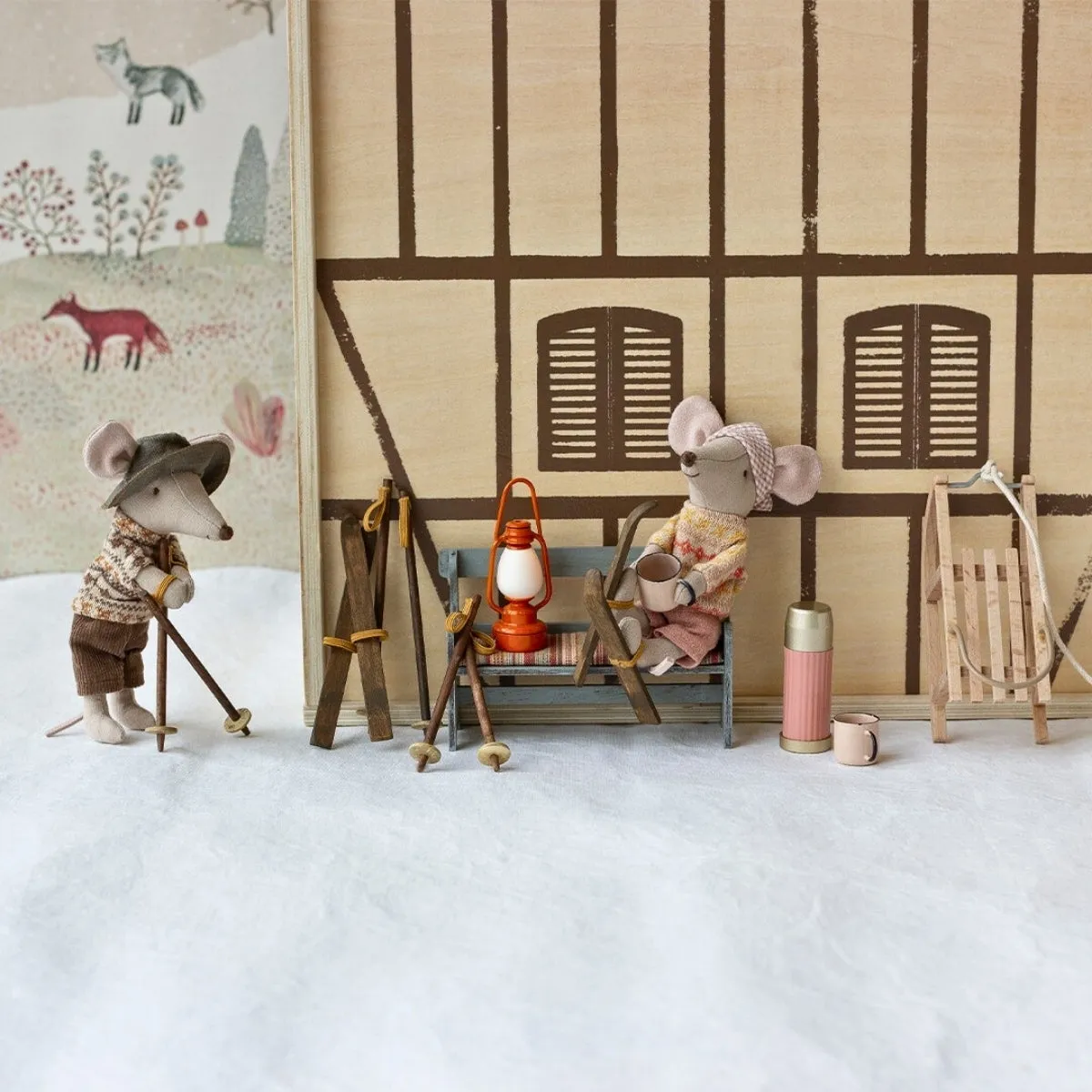 Maileg Winter Mouse with Skis - Mum (2023) - Retired Product, Limited Stock