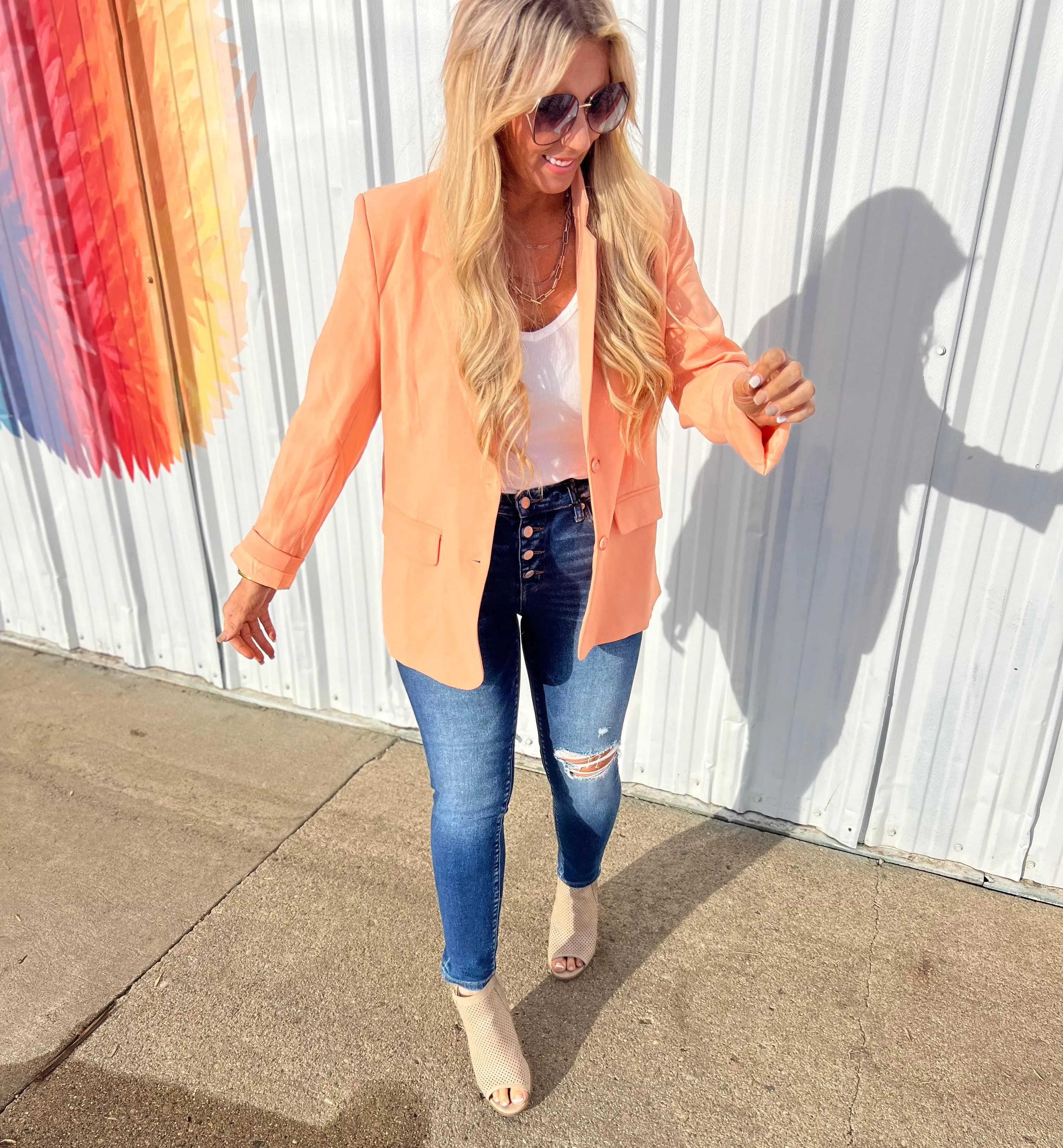 MID RISE ANKLE SKINNY WITH BUTTON UP DENIM JEANS | MICA - Final Sale