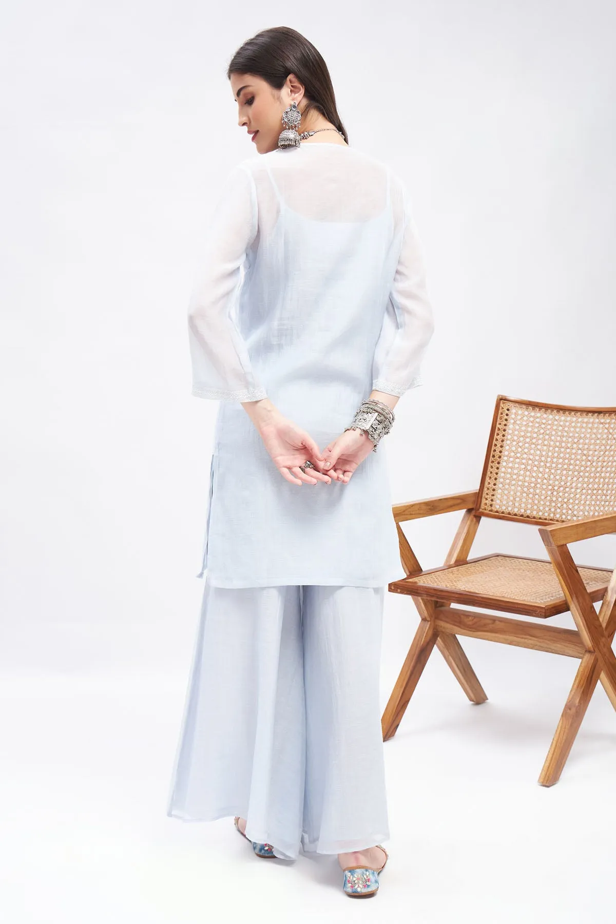 Pastel Blue Aari Kurta Set