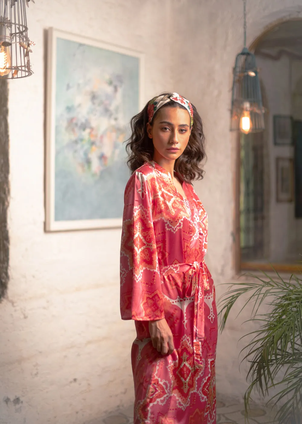 Printed Satin Summer Kaftan