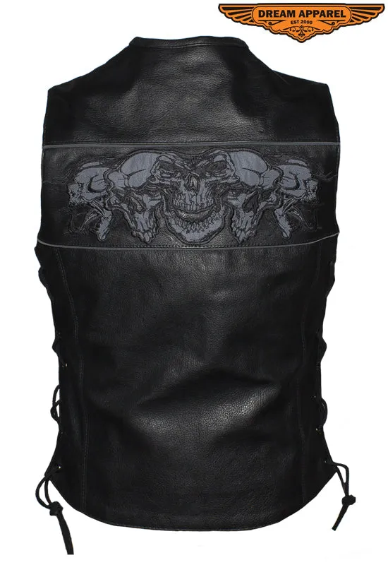 Womens Motorcycle Vest With Reflective Skulls