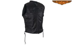 Womens Motorcycle Vest With Reflective Skulls